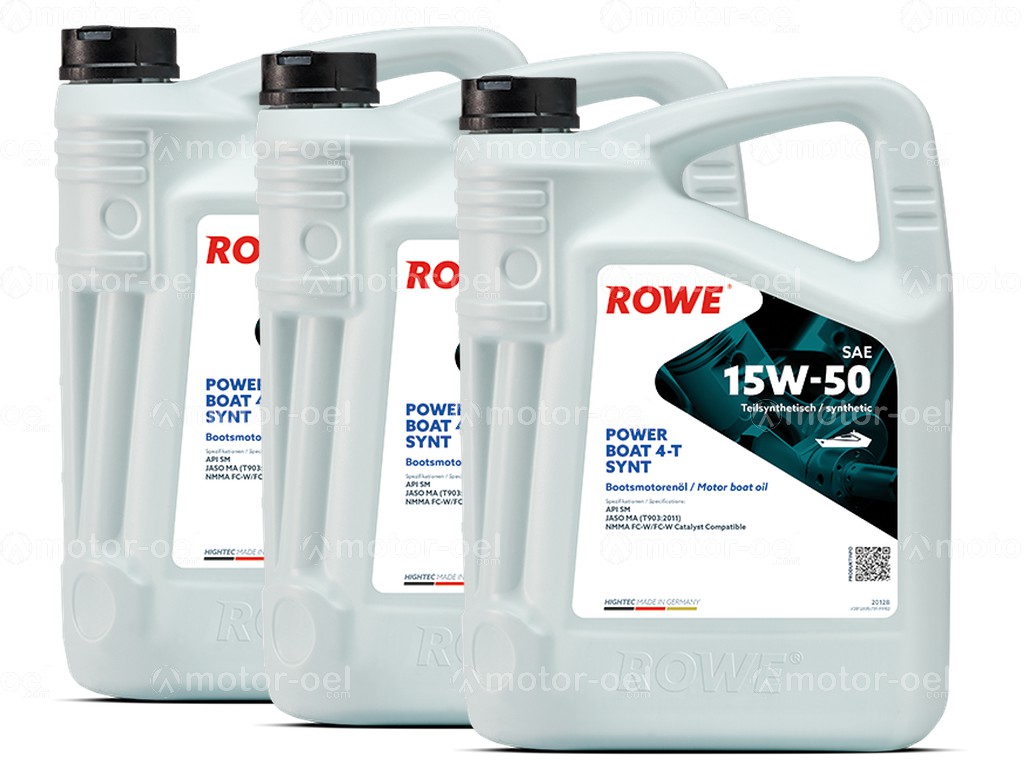 ROWE HIGHTEC POWER BOAT 4-T SAE 15W-50 SYNT, 15 Liter (3x5L), 20128