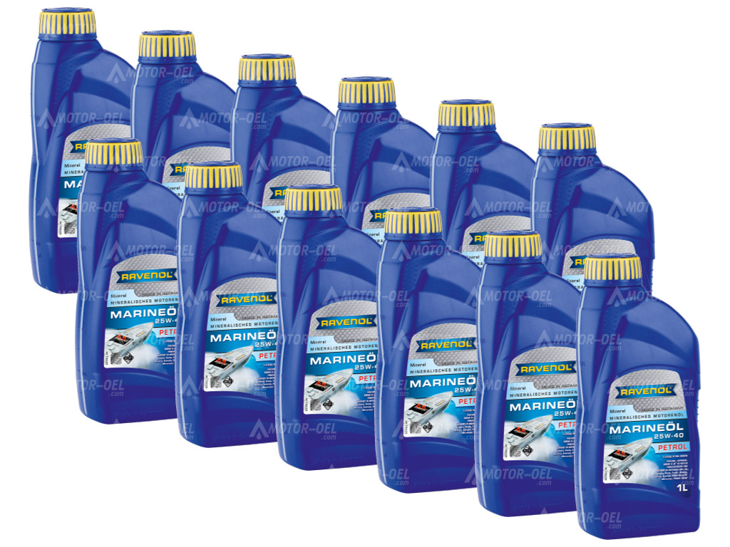 RAVENOL MARINEOIL Petrol 25W-40 12 (12x1) Ltr.  RAVENOL MARINEOIL Petrol 25W-40 12 (12x1) Ltr.