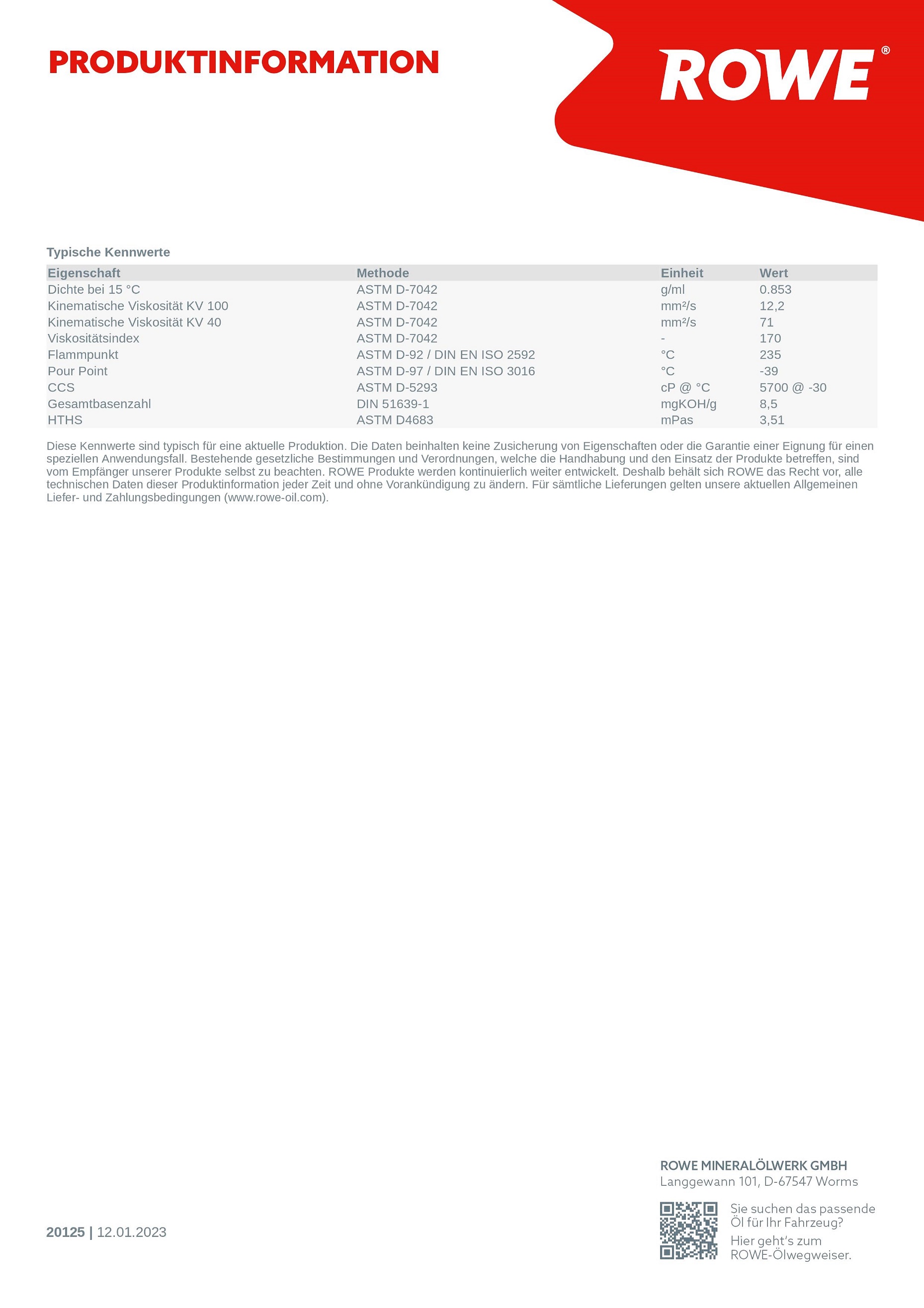 ROWE HIGHTEC MULTI SYNT DPF SAE 5W-30, 1 Liter, 20125 ROWE HIGHTEC MULTI SYNT DPF SAE 5W-30, 60 Liter, 20125