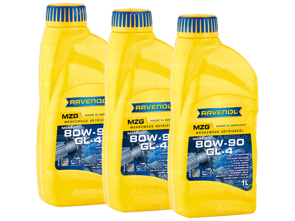 RAVENOL Mehrzweck-Getriebeöl  MZG SAE 80W-90 GL-4, 3 (3x1) Ltr.