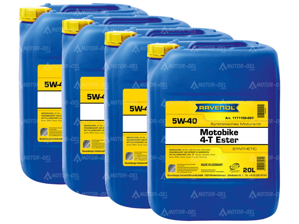 RAVENOL Motobike 4-T Ester SAE 5W-40 80 (4x20) Ltr.