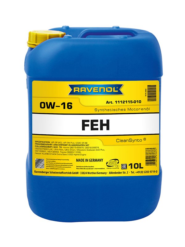 10 Liter RAVENOL FEH SAE 0W-16 Motoröl 1112115