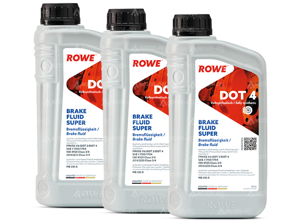 ROWE HIGHTEC BRAKE FLUID SUPER DOT 4, 3 Liter (3x1L), 25102