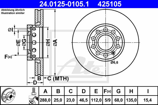 ATE 24.0125-0105.1 Bremsscheibe - (Paar)