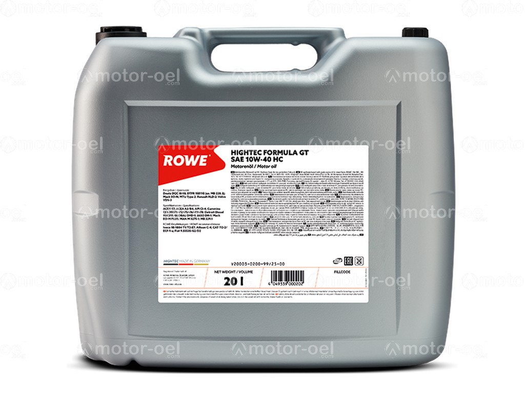 ROWE HIGHTEC FORMULA GT SAE 10W-40 HC, 20 Liter, 20003