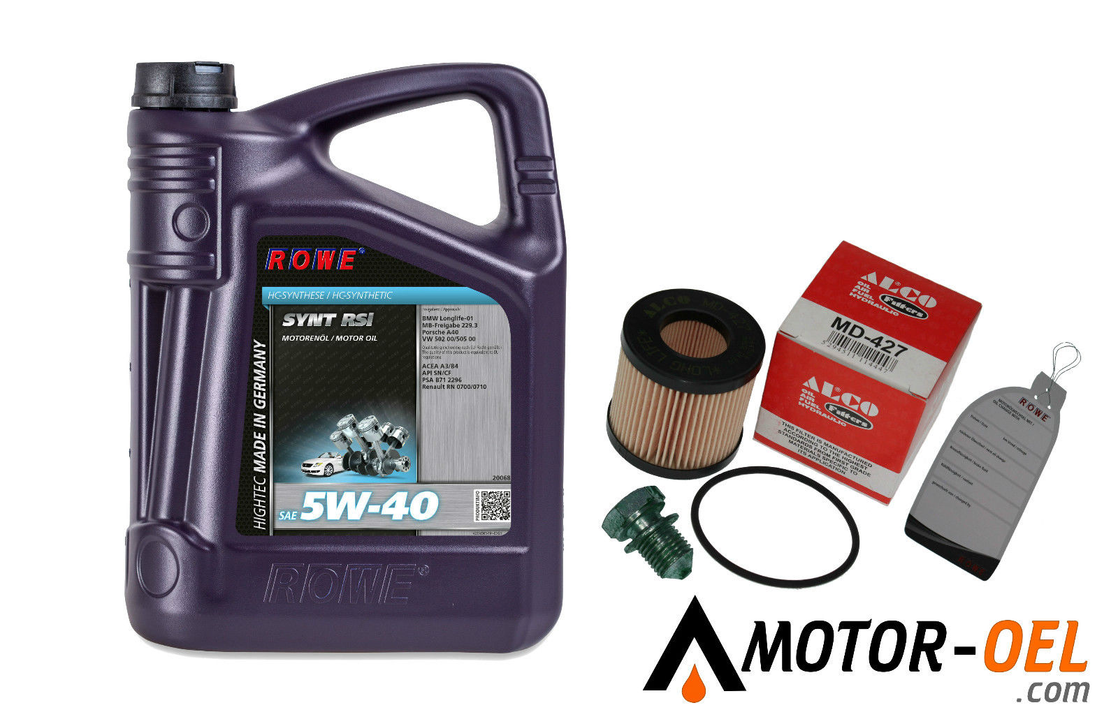 Ölwechsel Set Motoröl ROWE 5W-40 + Ölfilter ALCO MD-427 für VW POLO IV 12V 1200 47KW/64PS (9N)