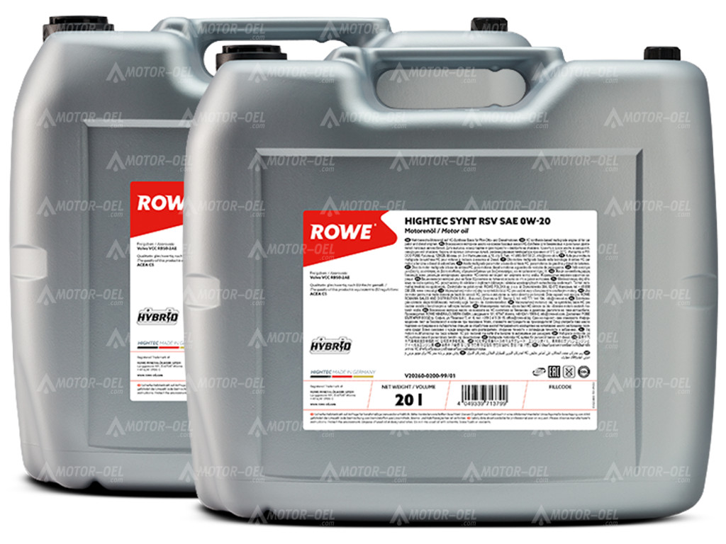40 Liter (2x20L) ROWE HIGHTEC SYNT RSV SAE 0W-20 20260