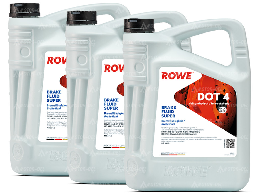 ROWE HIGHTEC BRAKE FLUID SUPER DOT 4, 15 Liter (3x5L), 25102