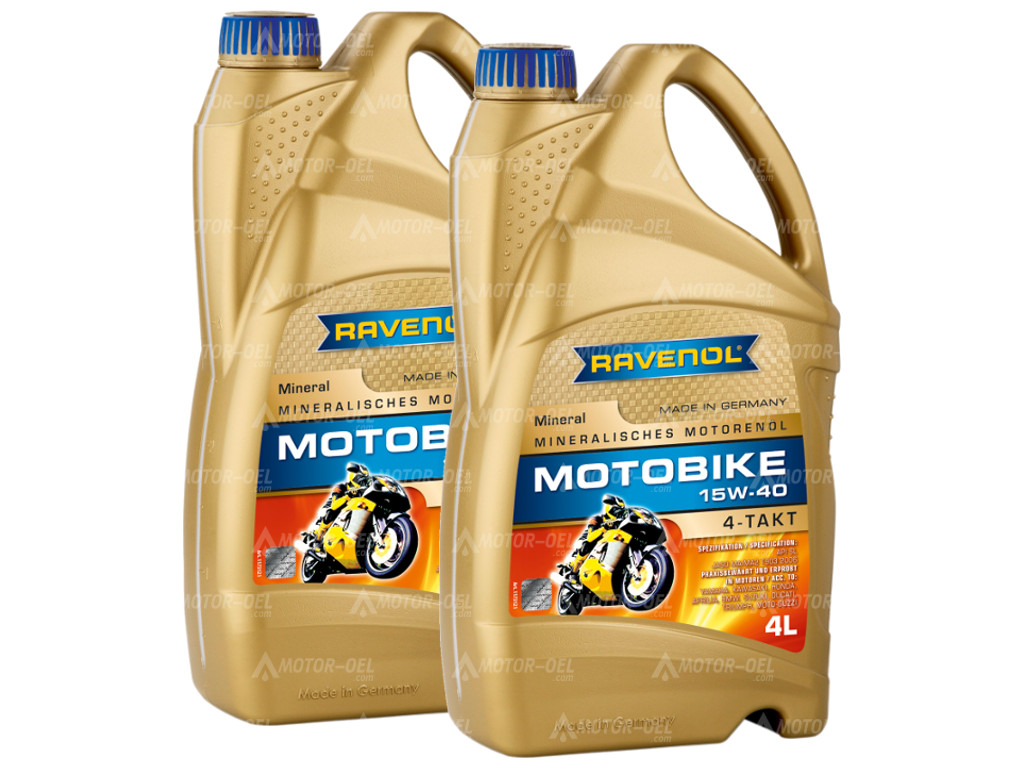 RAVENOL Motobike 4-T Mineral SAE 15W-40  8 (2x4) Ltr. RAVENOL Motobike 4-T Mineral SAE 15W-40  8 (2x4) Ltr.