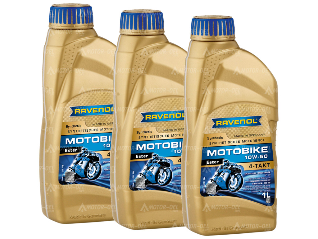 RAVENOL Motobike 4-T Ester SAE 10W-50 3 (3x1) Ltr.