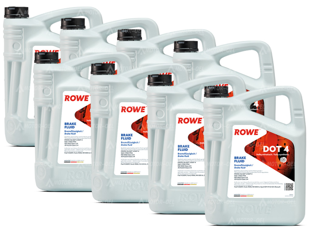 ROWE HIGHTEC BRAKE FLUID DOT 4, 40 Liter (8x5L), 25101