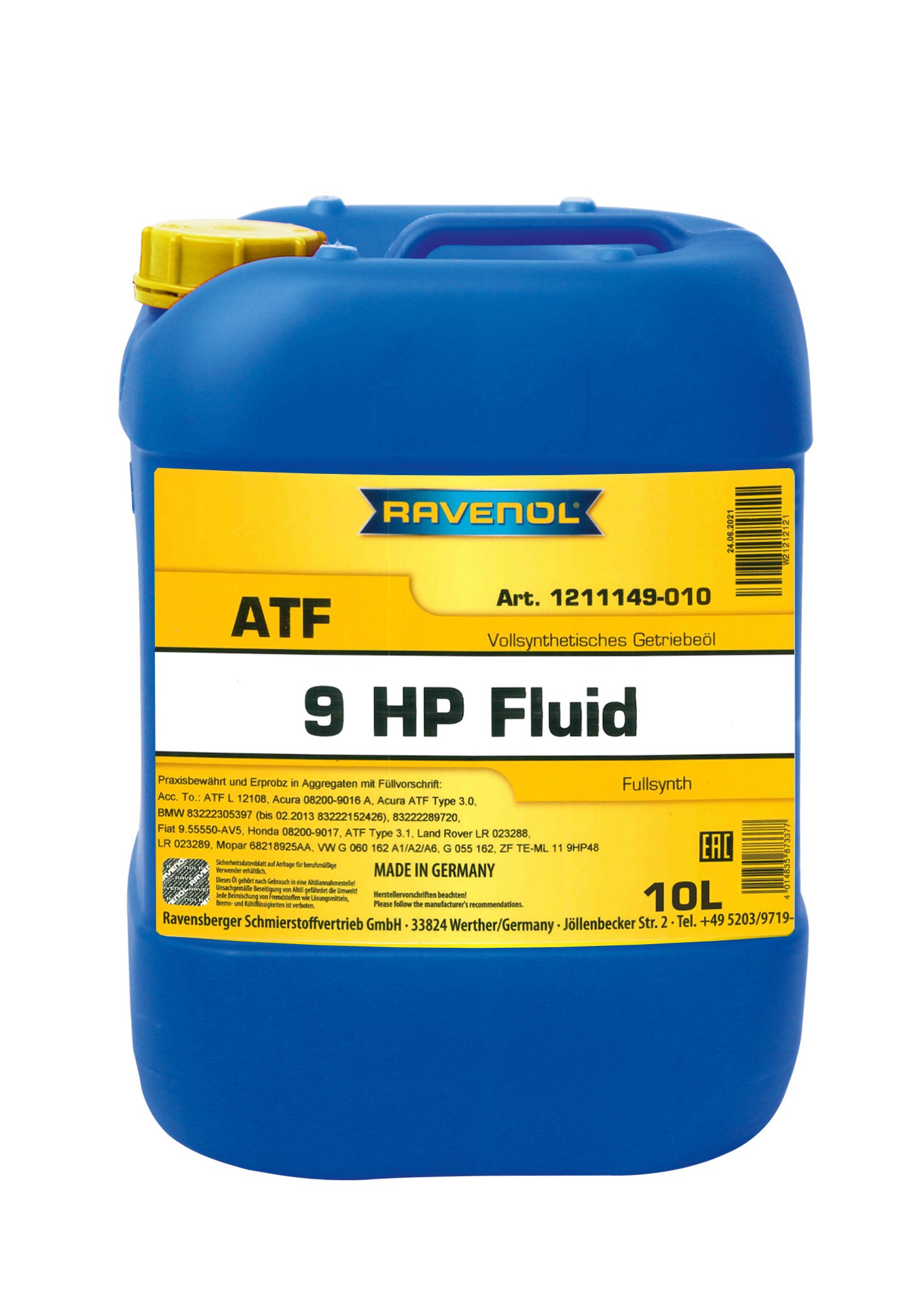 10 Liter RAVENOL ATF 9HP Fluid Automatikgetriebeöl, 1211149