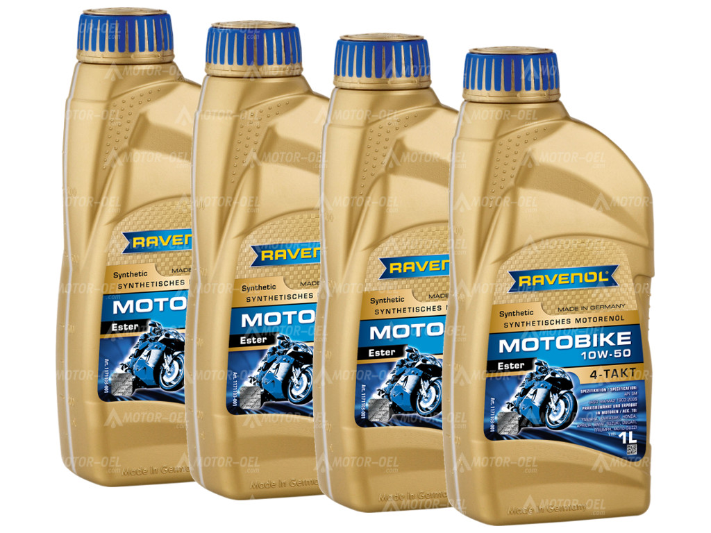 RAVENOL Motobike 4-T Ester SAE 10W-50 4 (4x1) Ltr.