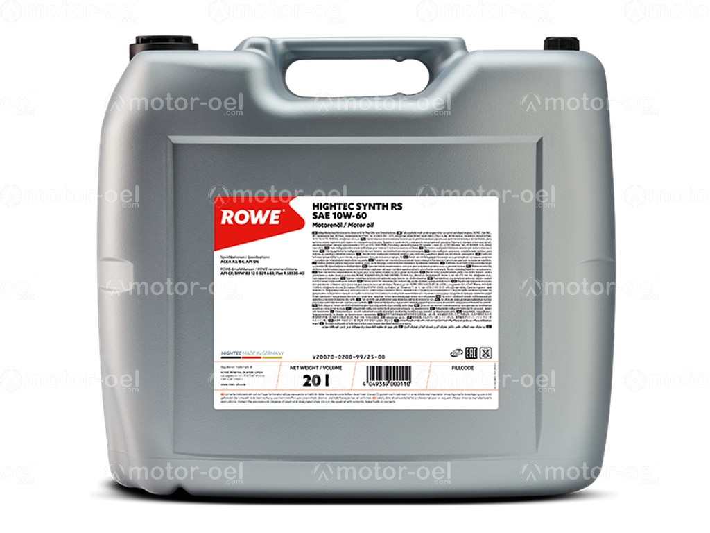 ROWE HIGHTEC SYNTH RS SAE 10W-60, 20 Liter, 20070