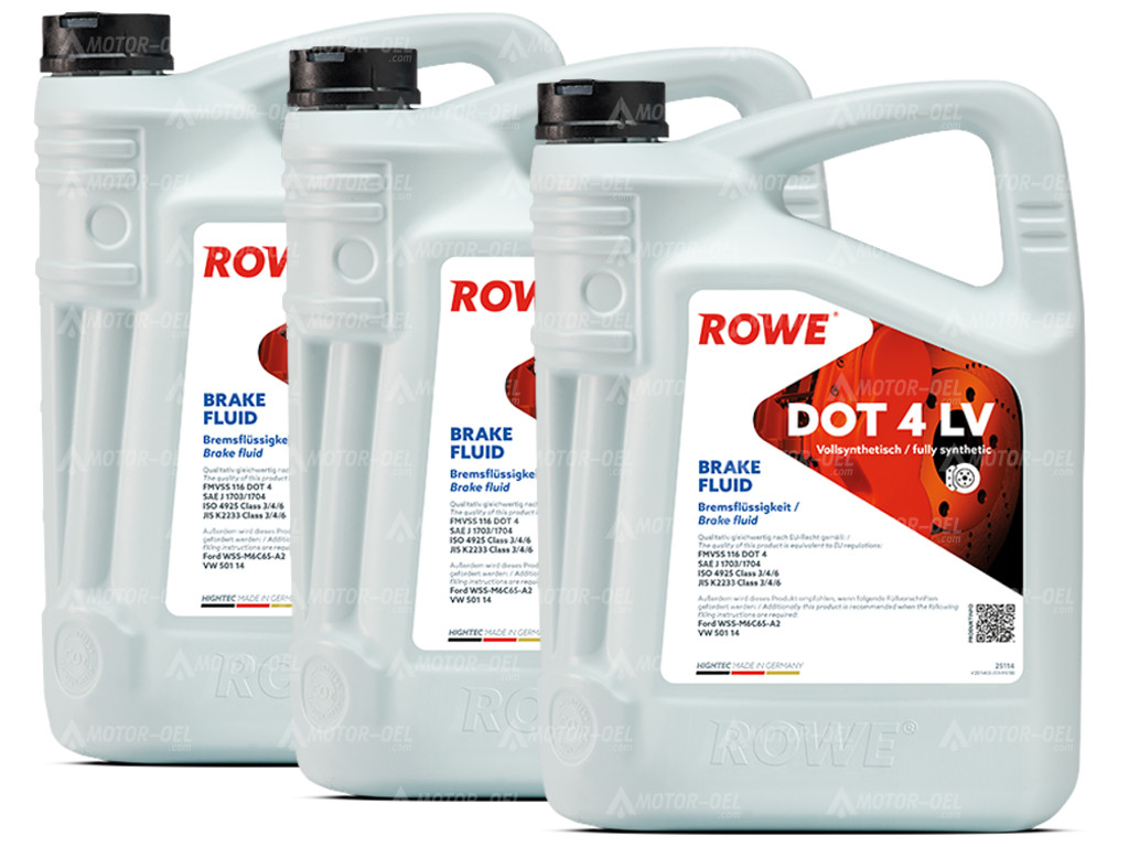 ROWE HIGHTEC BRAKE FLUID DOT 4 LV, 15 Liter (3x5L), 25114