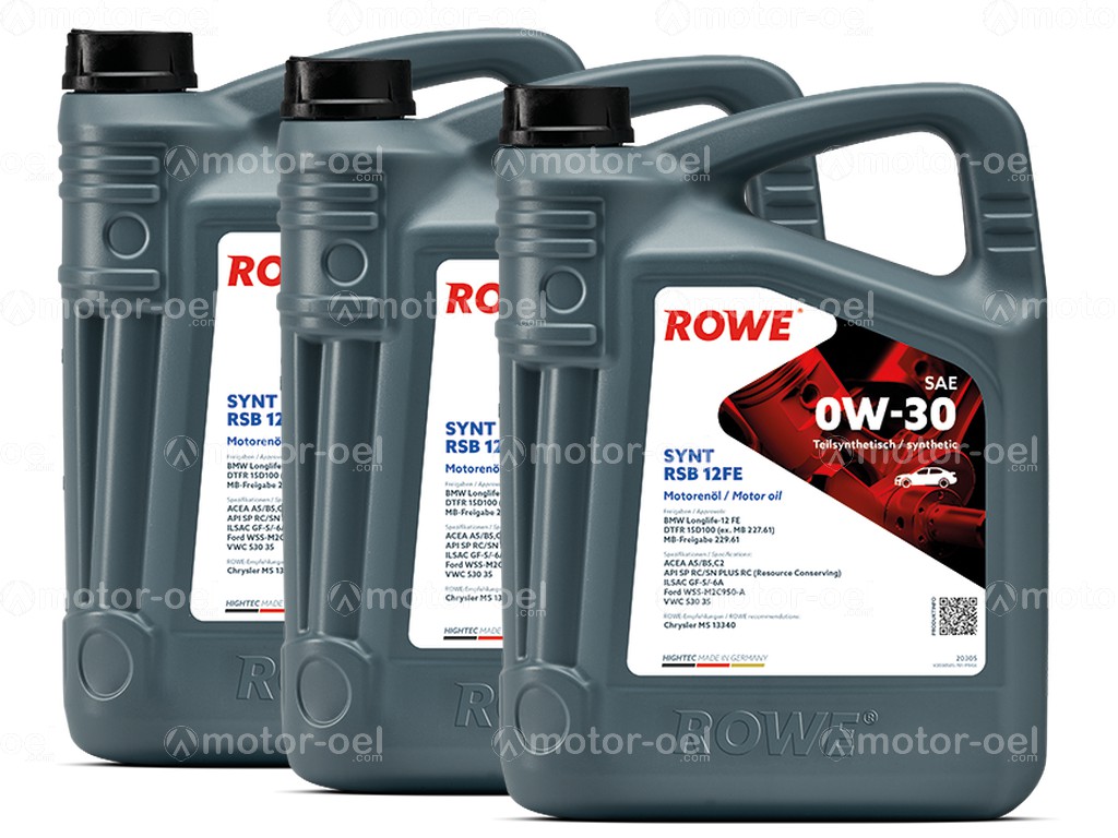 ROWE HIGHTEC SYNT RSB 12FE SAE 0W-30, 15 Liter (3x5L), 20305
