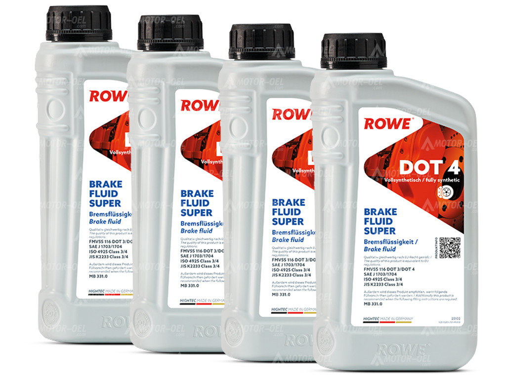 ROWE HIGHTEC BRAKE FLUID SUPER DOT 4, 4 Liter (4x1L), 25102