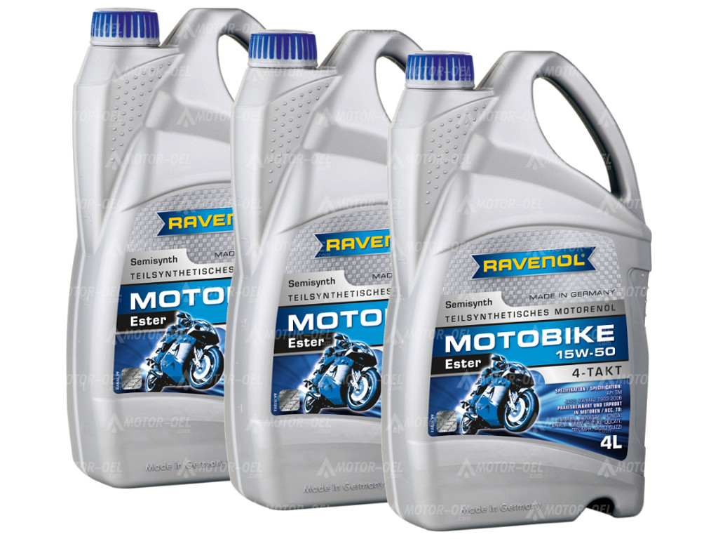 RAVENOL Motobike 4-T Ester SAE 15W-50 12 (3x4) Ltr.