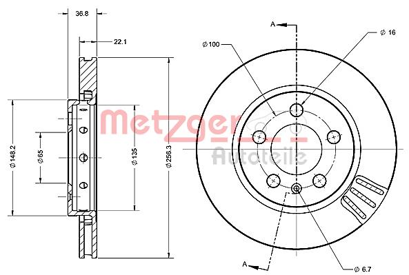 Metzger 6110190 Bremsscheibe 2 Stück für AUDI und VW