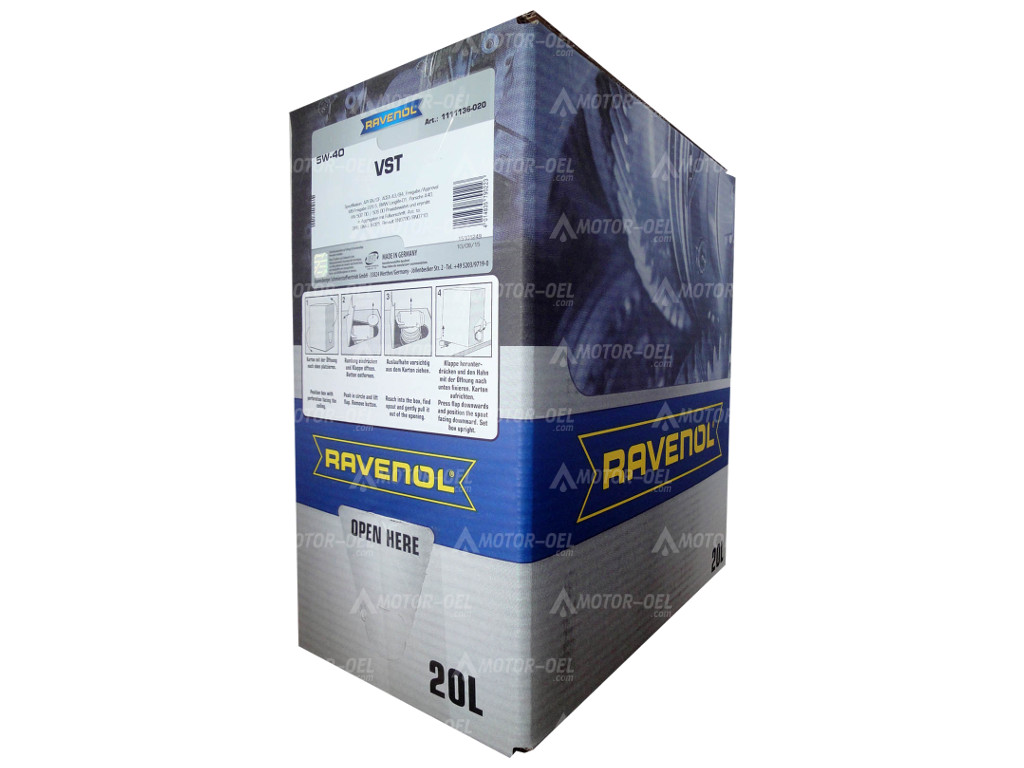 RAVENOL VollSynth Turbo VST SAE 5W-40, 80 Liter (4x20L) Bag in Box, 1111136