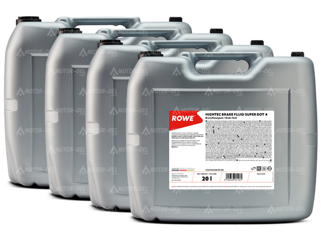 ROWE HIGHTEC BRAKE FLUID SUPER DOT 4, 80 Liter (4x20L), 25102