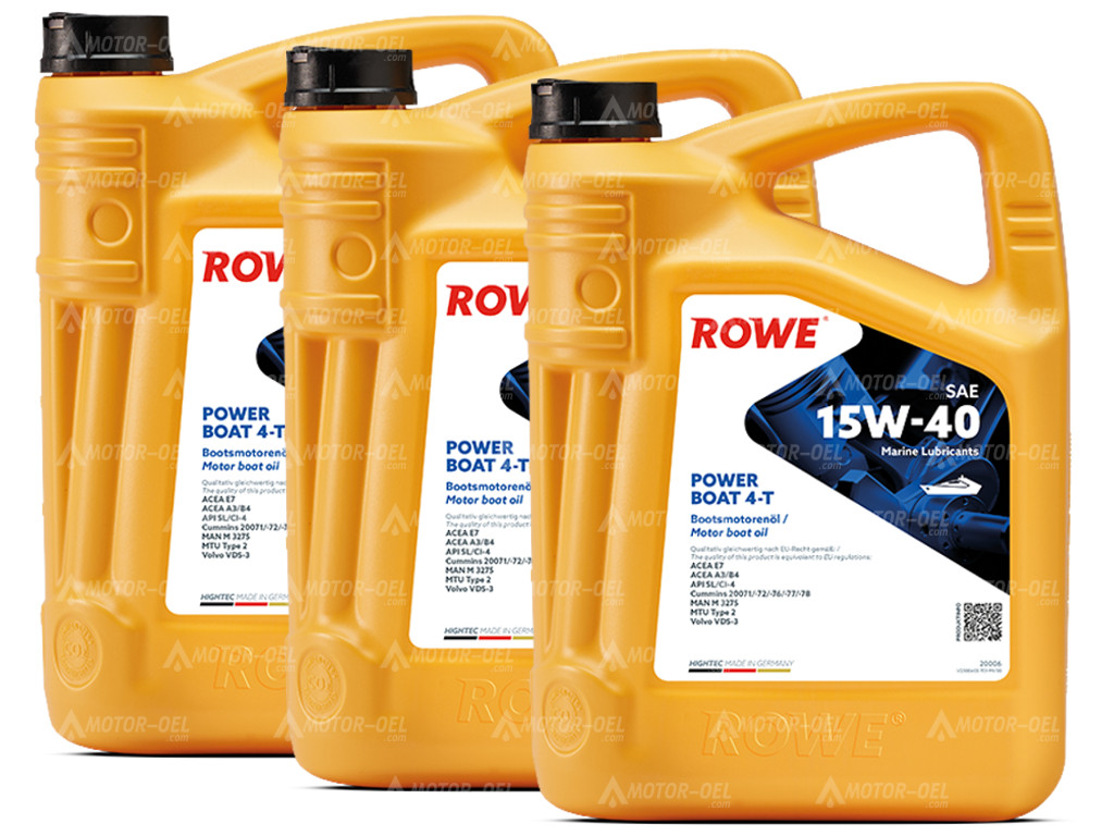 ROWE HIGHTEC POWER BOAT 4-T SAE 15W-40, 15 Liter (3x5L), 20006