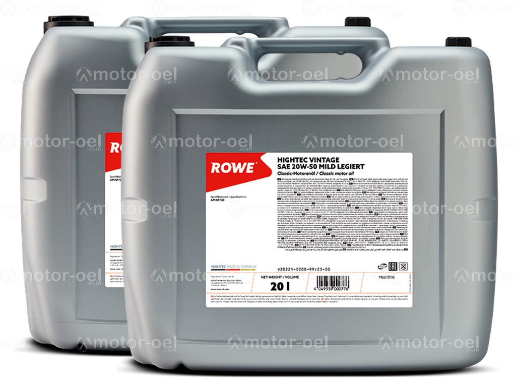 40 Liter (2x20L) ROWE HIGHTEC VINTAGE SAE 20W-50 MILD LEGIERT, 20221