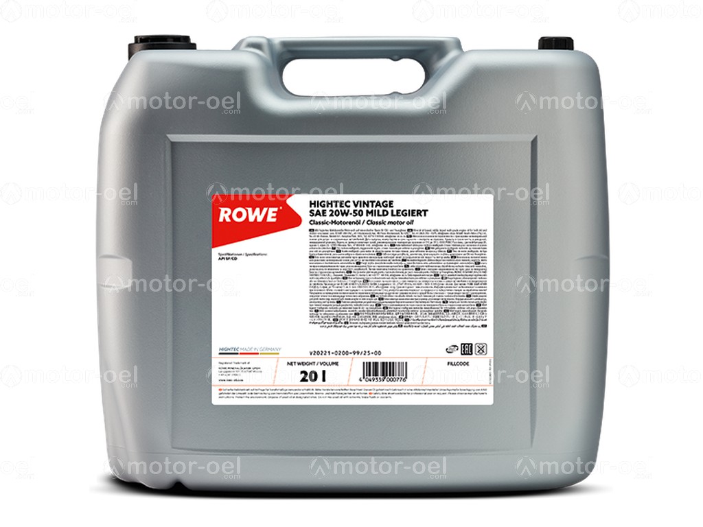 20 Liter ROWE HIGHTEC VINTAGE SAE 20W-50 MILD LEGIERT, 20221