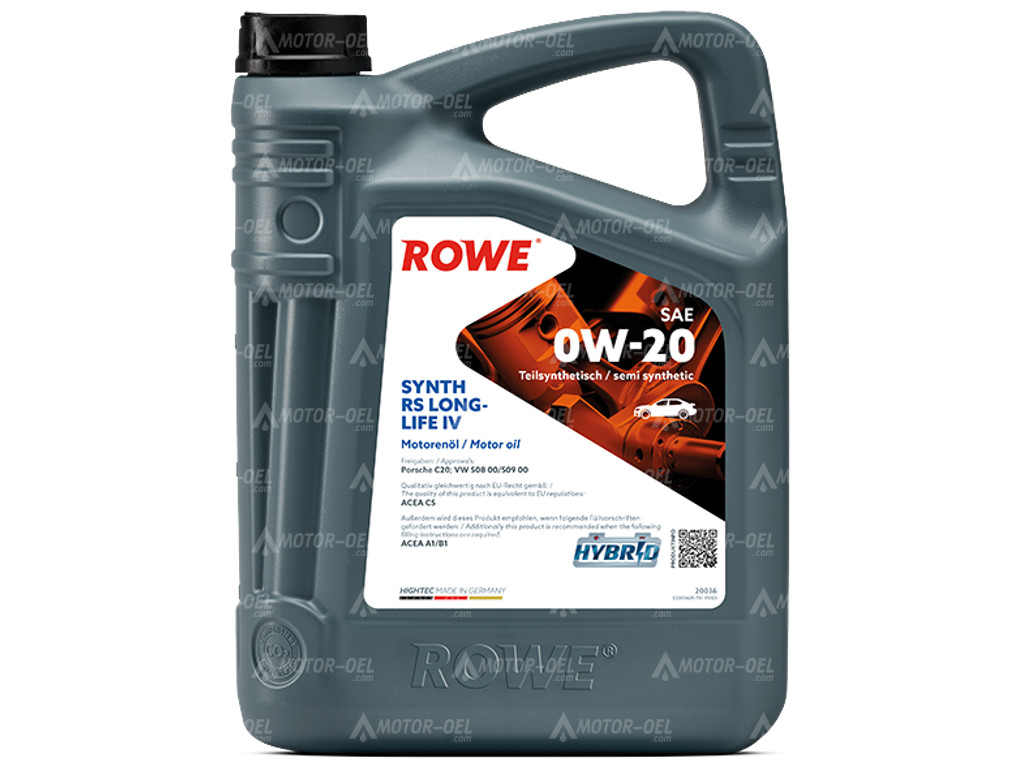 ROWE HIGHTEC SYNTH RS LONGLIFE IV SAE 0W-20, 20 Liter (4x5L), 20036