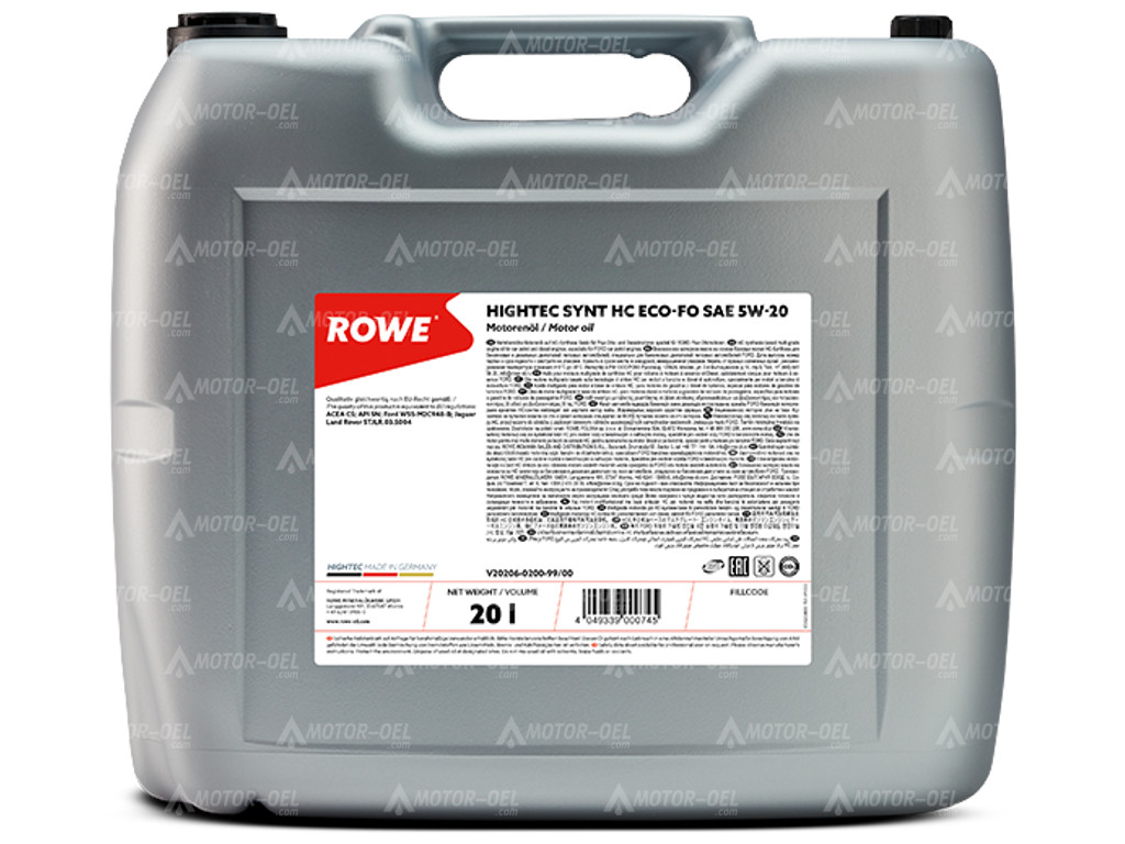 ROWE HIGHTEC SYNT HC ECO-FO SAE 5W-20, 20 Liter, 20206