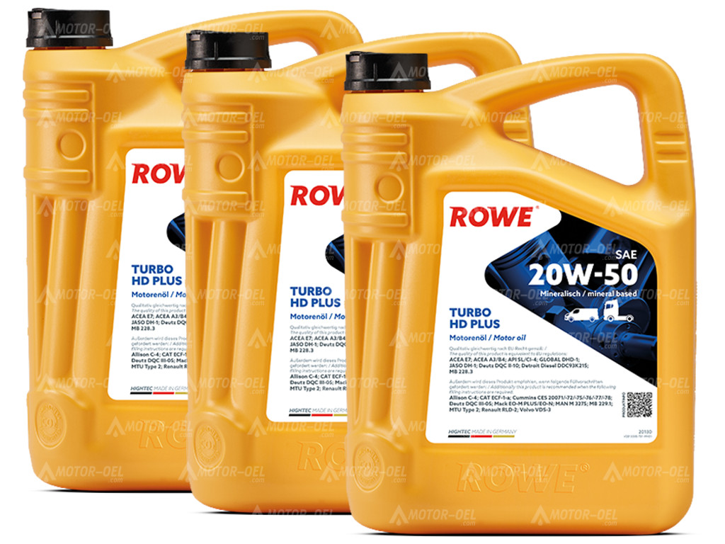 15 Liter (3x5L) ROWE HIGHTEC TURBO HD SAE 20W-50 PLUS 20130