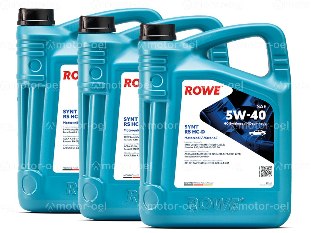 ROWE HIGHTEC SYNT RS HC-D SAE 5W-40, 15 Liter (3x5L), 20163