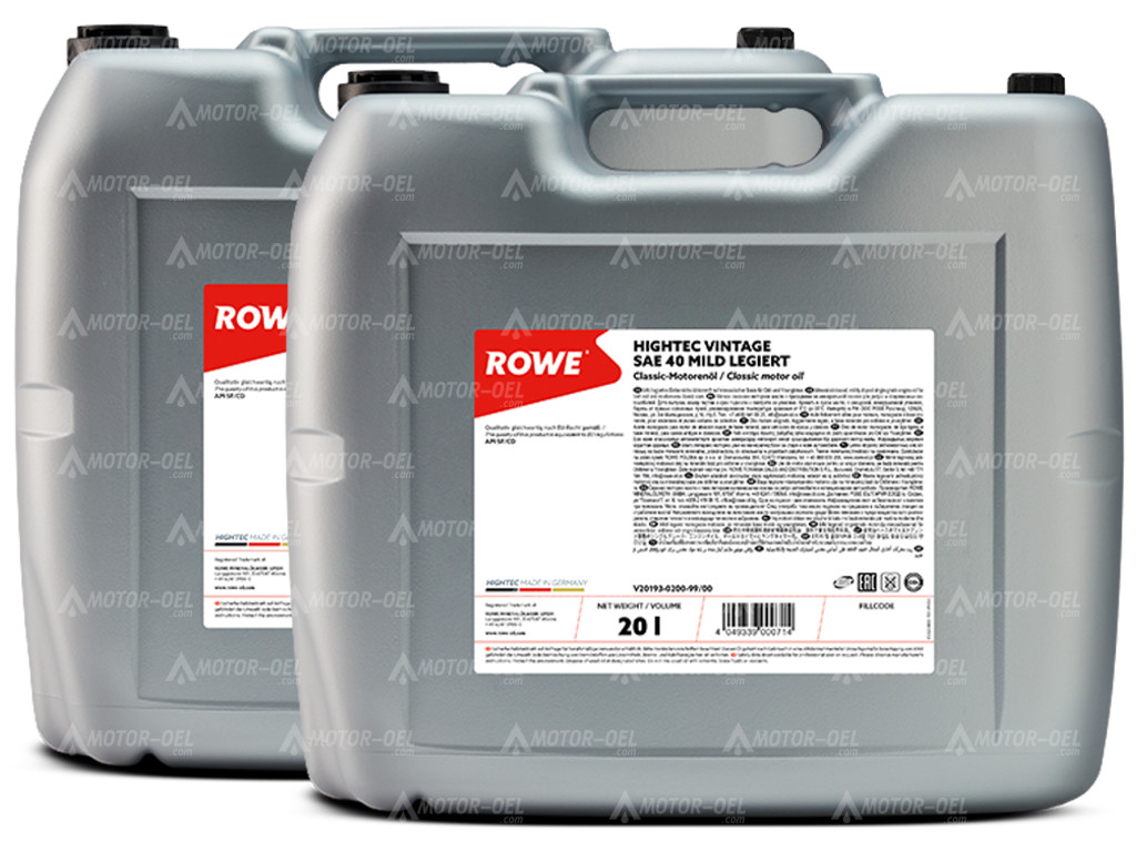 ROWE HIGHTEC VINTAGE SAE 40 MILD LEGIERT, 40 Liter (2x20L), 20193