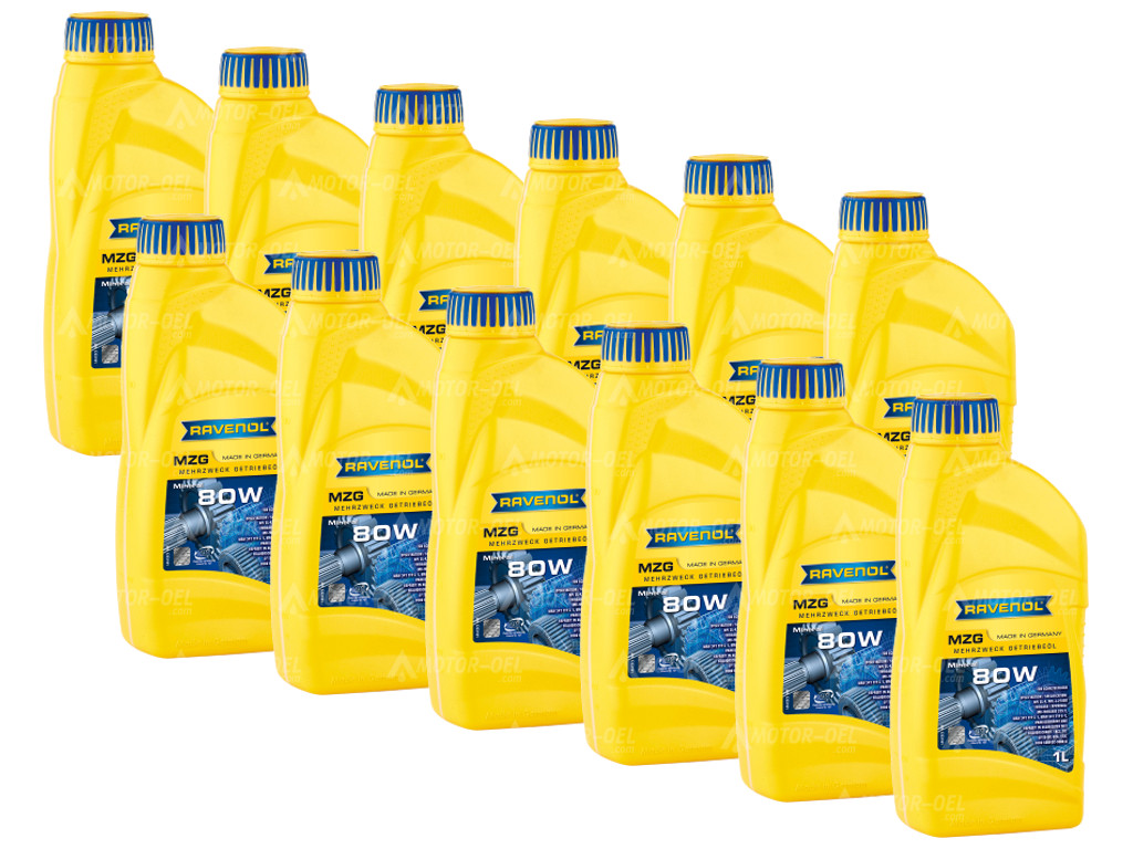 RAVENOL Mehrzweck-Getriebeöl MZG SAE 80 GL-4, 12 Liter (12x1L), 1223101