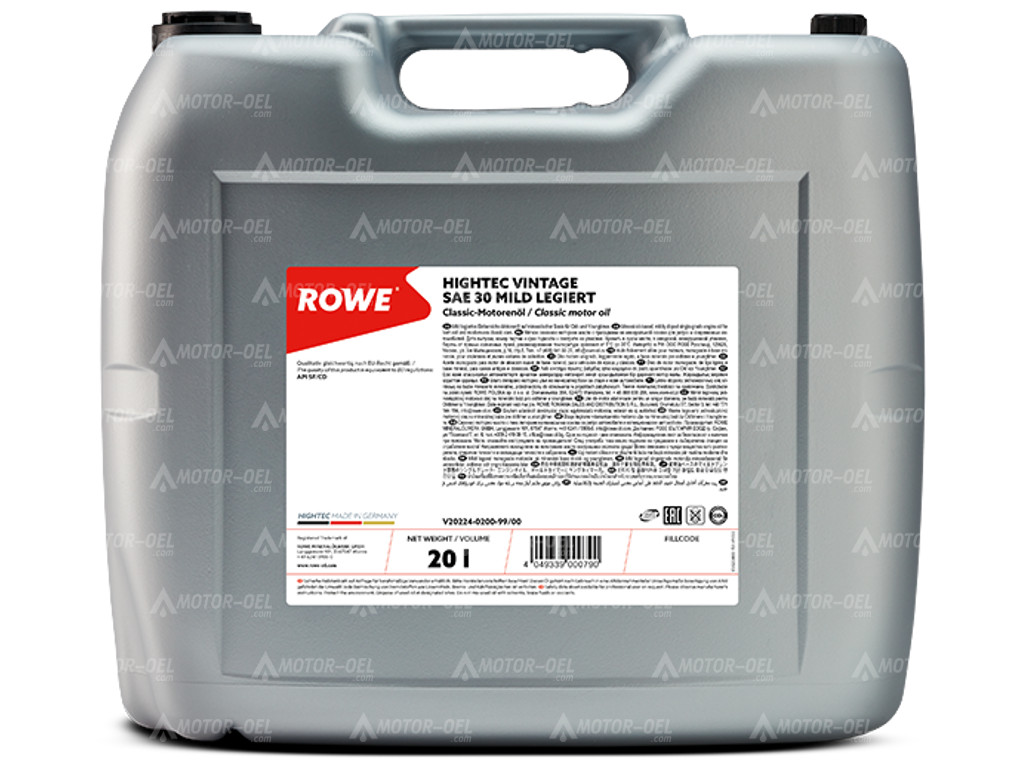 ROWE HIGHTEC VINTAGE SAE 30 MILD LEGIERT, 20 Liter, 20224