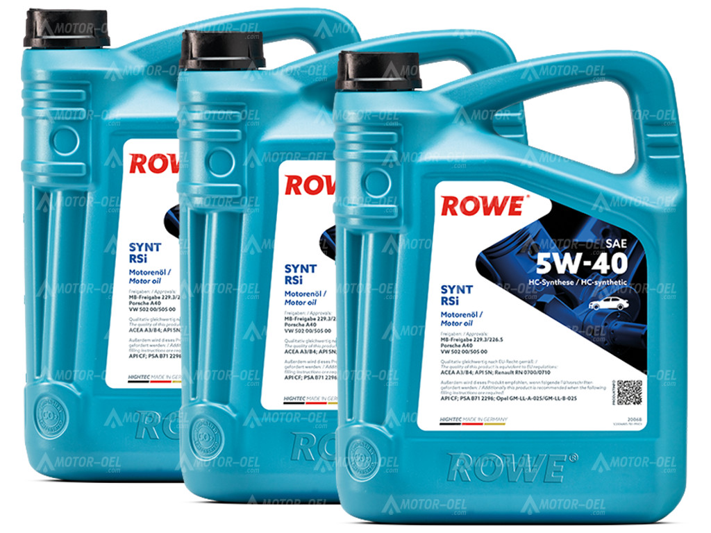 ROWE HIGHTEC SYNT RSi SAE 5W-40, 15 Liter (3x5L), 20068