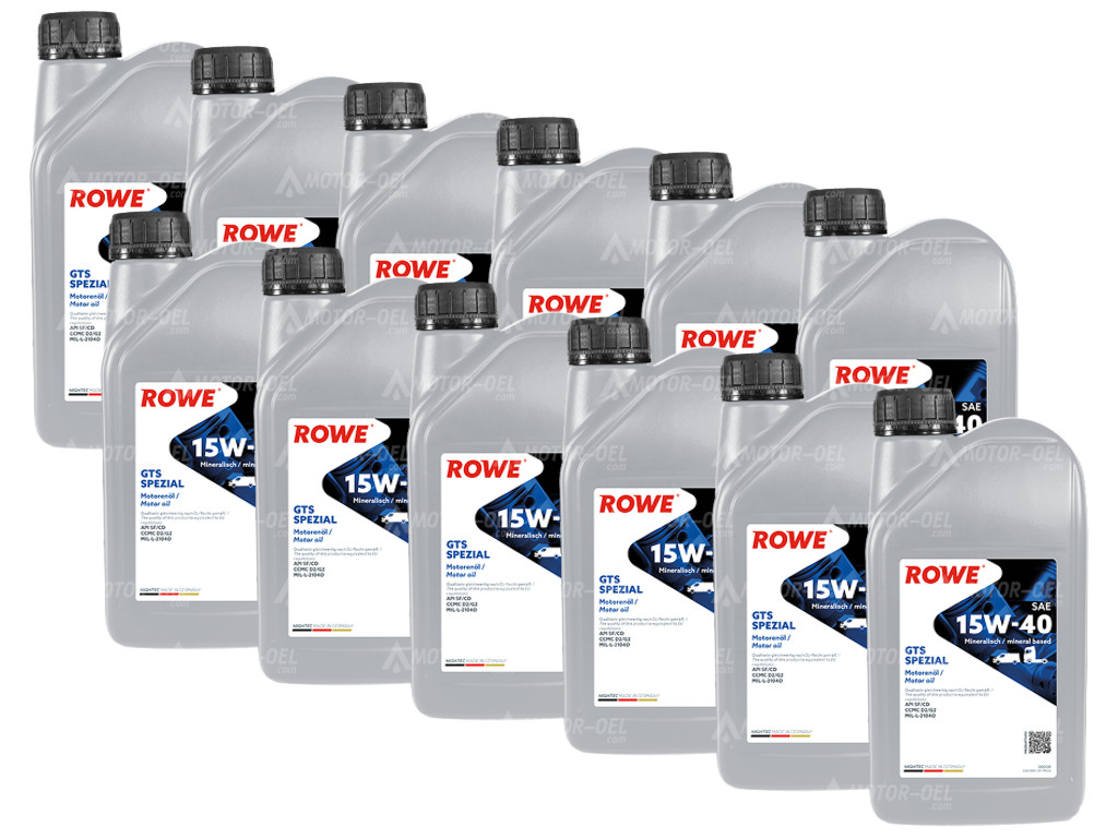 ROWE HIGHTEC GTS SPEZIAL SAE 15W-40, 12 Liter (12x1L), 20009 ROWE HIGHTEC GTS SPEZIAL SAE 15W-40, 12 Liter (12x1L), 20009