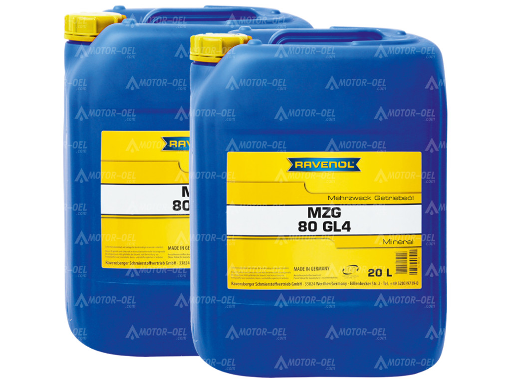 RAVENOL Mehrzweck-Getriebeöl MZG SAE 80 GL-4, 40 Liter (2x20L), 1223101 RAVENOL Mehrzweck-Getriebeöl MZG SAE 80 GL-4, 40 Liter (2x20L), 1223101