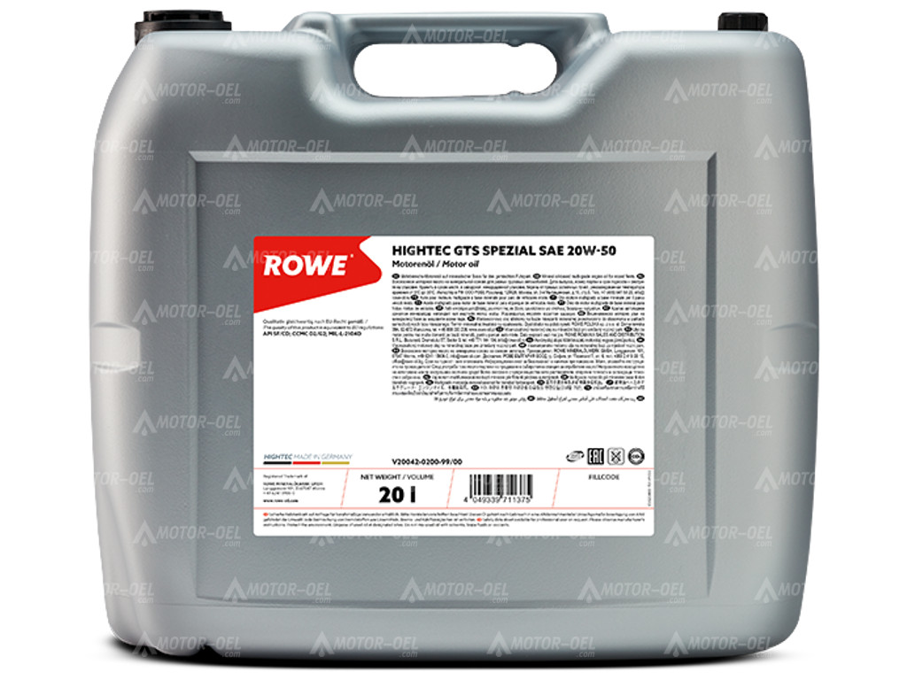 ROWE HIGHTEC GTS SPEZIAL SAE 20W-50, 20 Liter, 20042