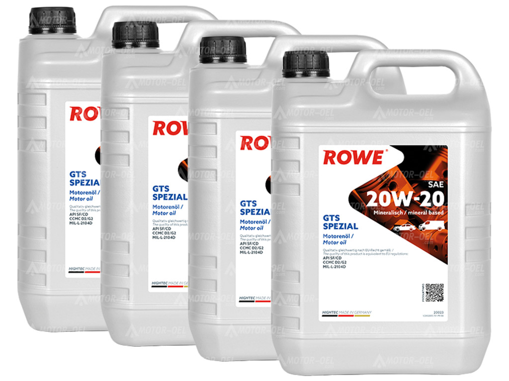 ROWE HIGHTEC GTS SPEZIAL SAE 20W-20, 20 Liter (4x5L), 20023 ROWE HIGHTEC GTS SPEZIAL SAE 20W-20, 20 Liter (4x5L), 20023