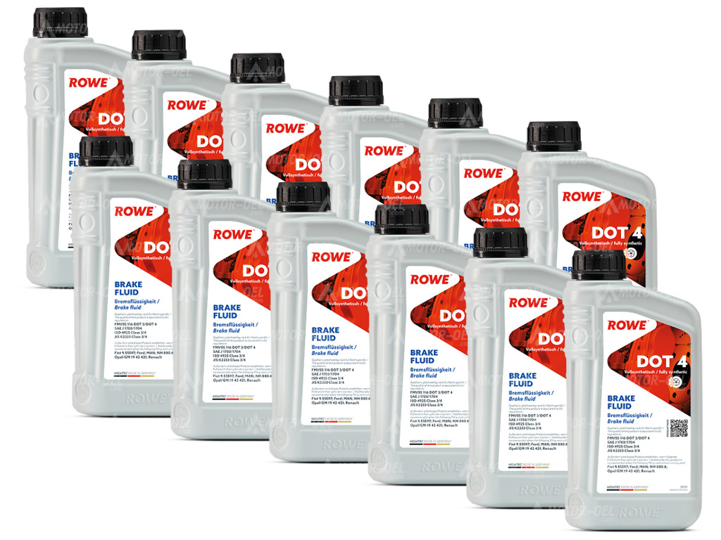 ROWE HIGHTEC BRAKE FLUID DOT 4, 12 Liter (12x1L), 25101