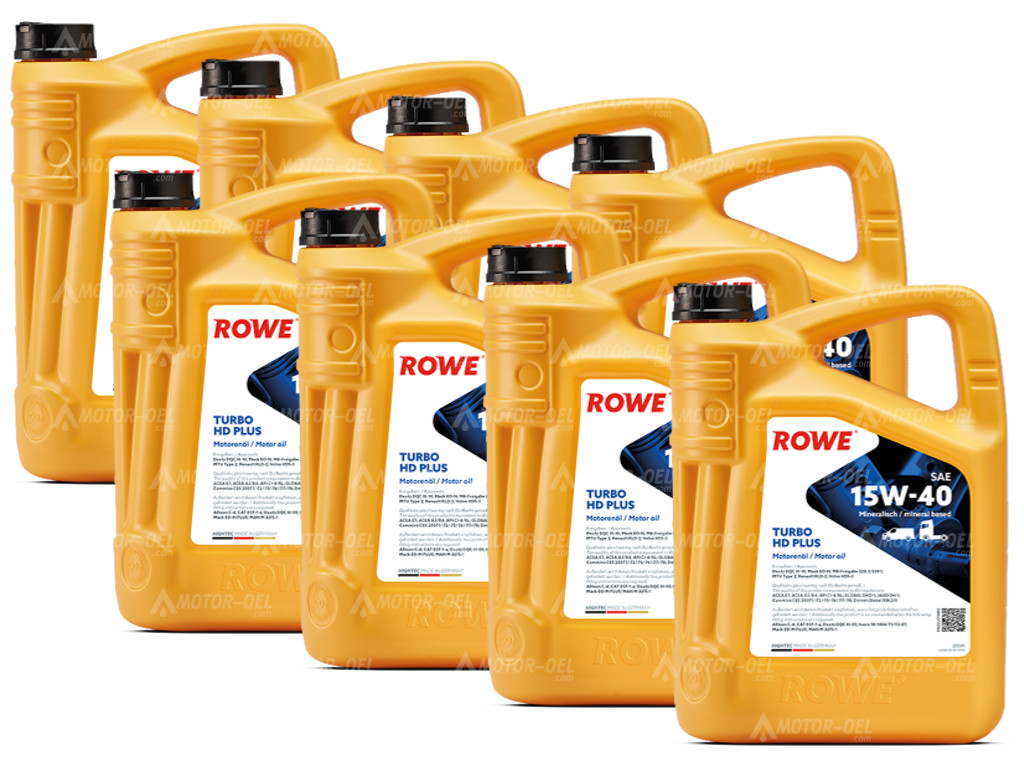40 Liter (8x5L) ROWE HIGHTEC TURBO HD SAE 15W-40 PLUS 20041