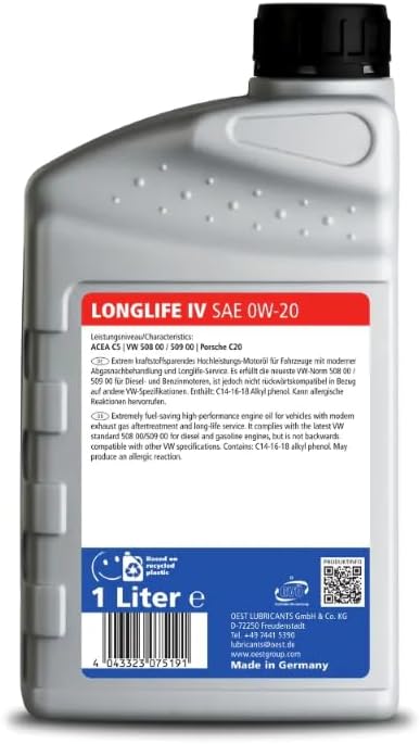 12 Liter (12x1L) OEST Longlife IV SAE 0W-20, 32463