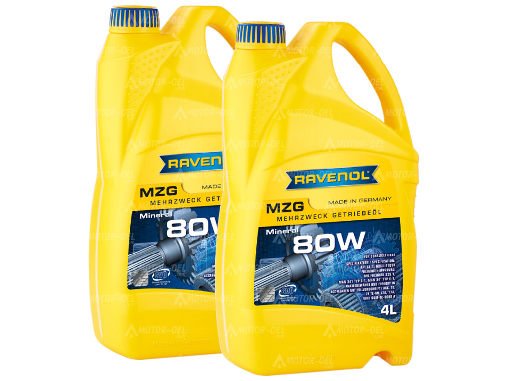 RAVENOL Mehrzweck-Getriebeöl MZG SAE 80 GL-4, 8 Liter (2x4L), 1223101