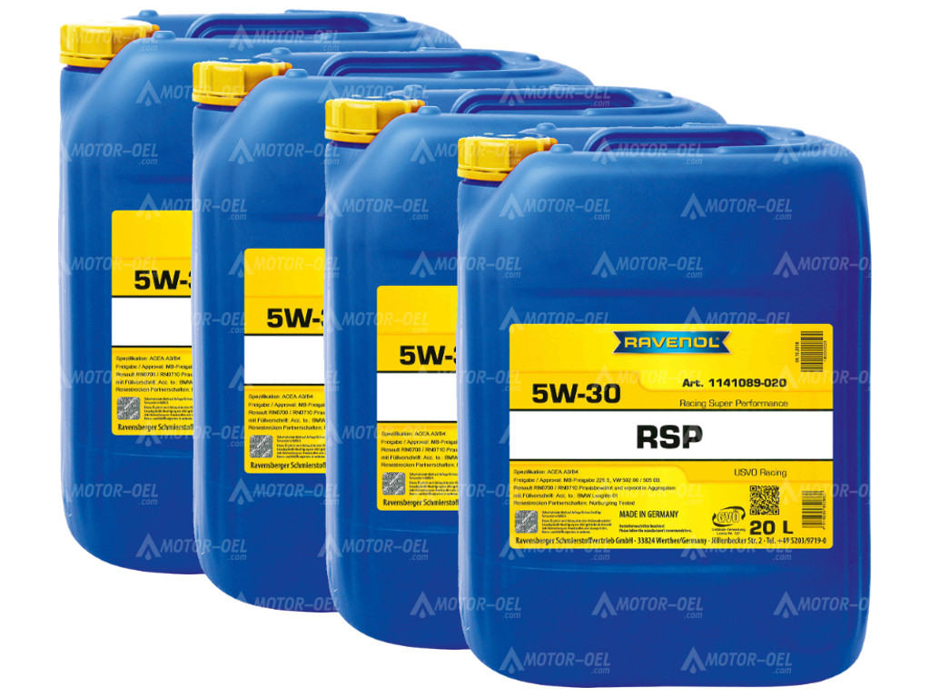 RAVENOL RSP Racing Super Performance SAE 5W-30, 80 Liter (4x20L), 1141089 