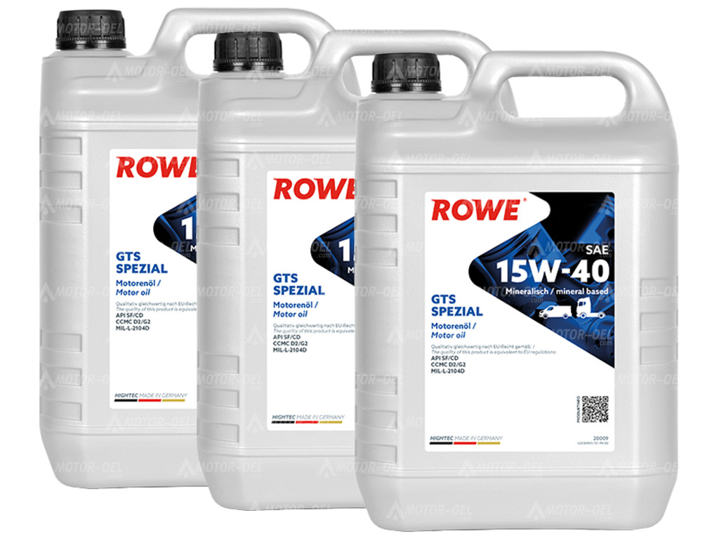 ROWE HIGHTEC GTS SPEZIAL SAE 15W-40, 15 Liter (3x5L), 20009 ROWE HIGHTEC GTS SPEZIAL SAE 15W-40, 15 Liter (3x5L), 20009