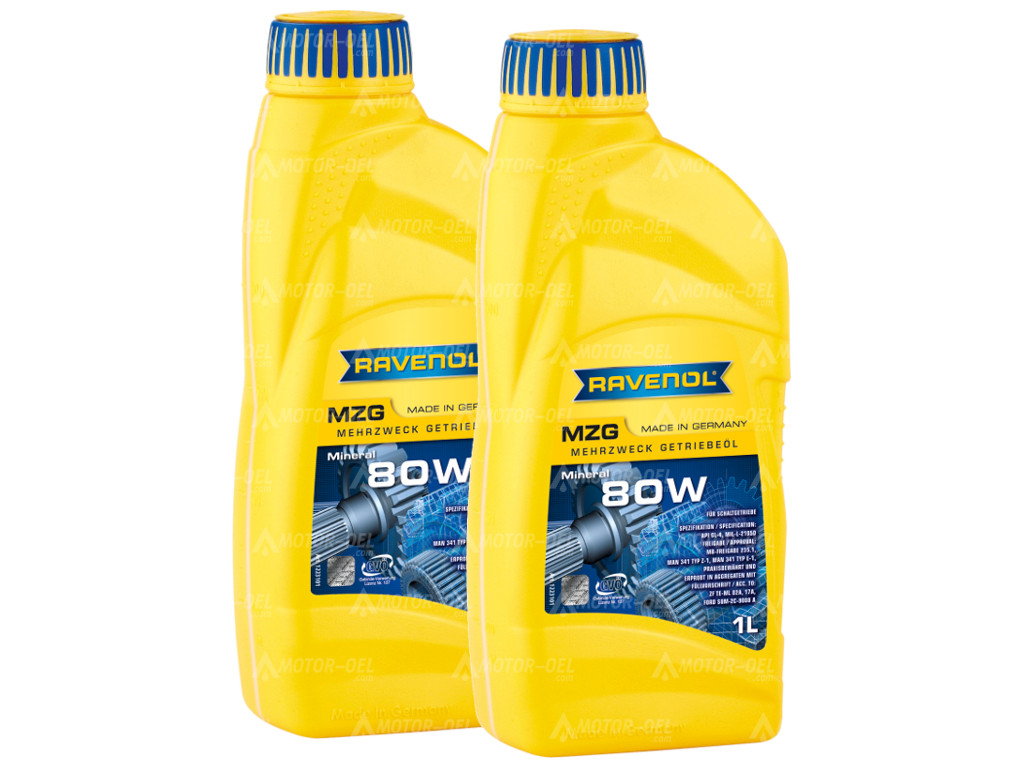 RAVENOL Mehrzweck-Getriebeöl MZG SAE 80 GL-4, 2 Liter (2x1L), 1223101