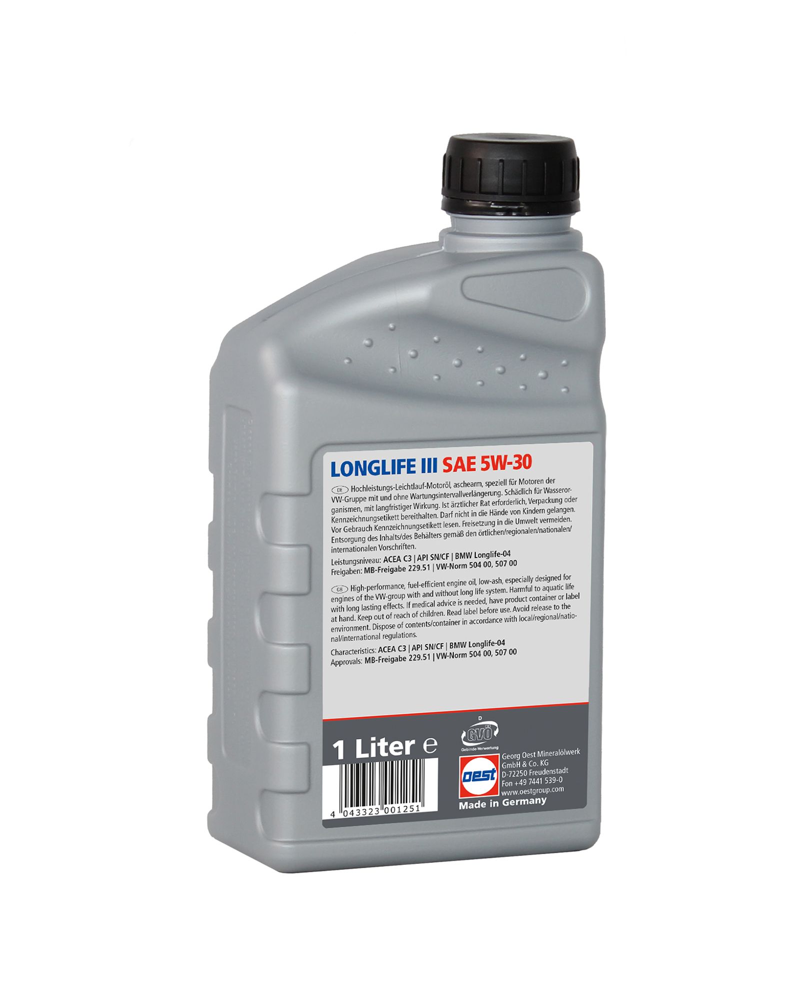 OEST Longlife III SAE 5W-30, 2 Liter (2x1L), 32339 OEST Longlife III SAE 5W-30, 9 Liter (5L+4L), 32339