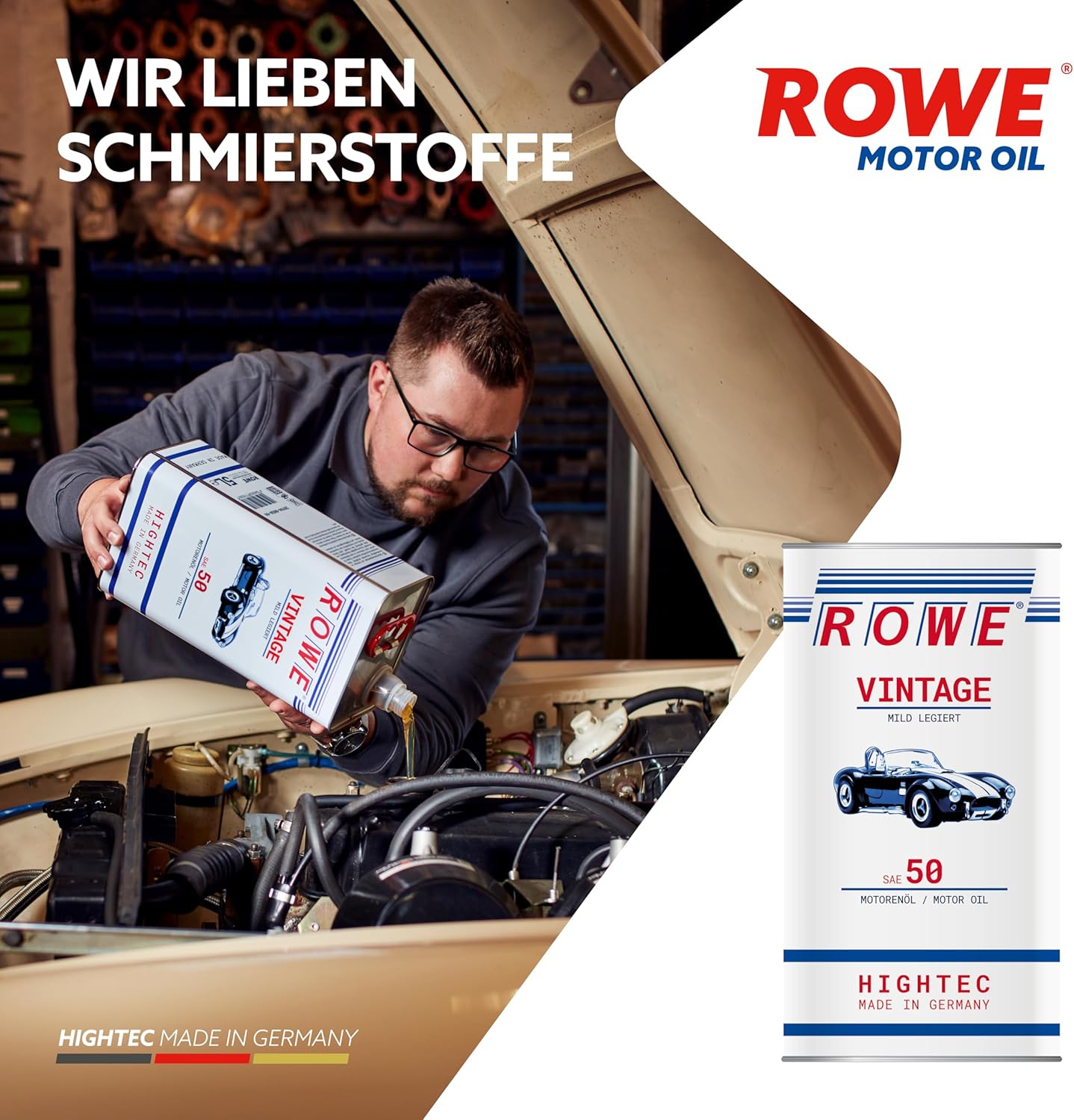 40 Liter (8x5L) ROWE HIGHTEC VINTAGE SAE 20W-50 MILD LEGIERT, 20221