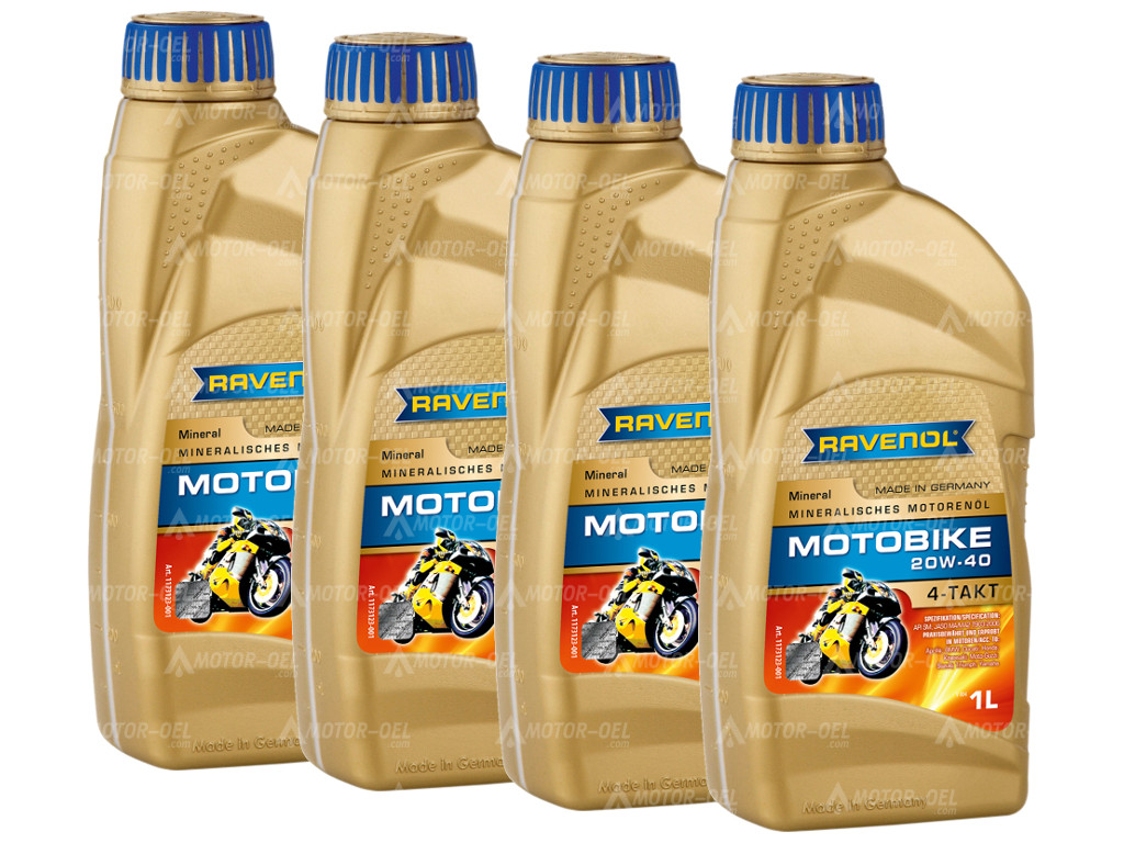 RAVENOL Motobike 4-T Mineral SAE 20W-40 4 (4x1) Ltr. RAVENOL Motobike 4-T Mineral SAE 20W-40 4 (4x1) Ltr.